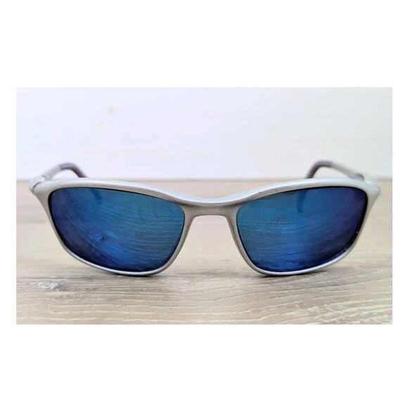 Ray-Ban RB2046 Cutters Sunglasses Silver Blue Mirror Wrap Rx Lenses w/ Case Y2K - Picture 3 of 9